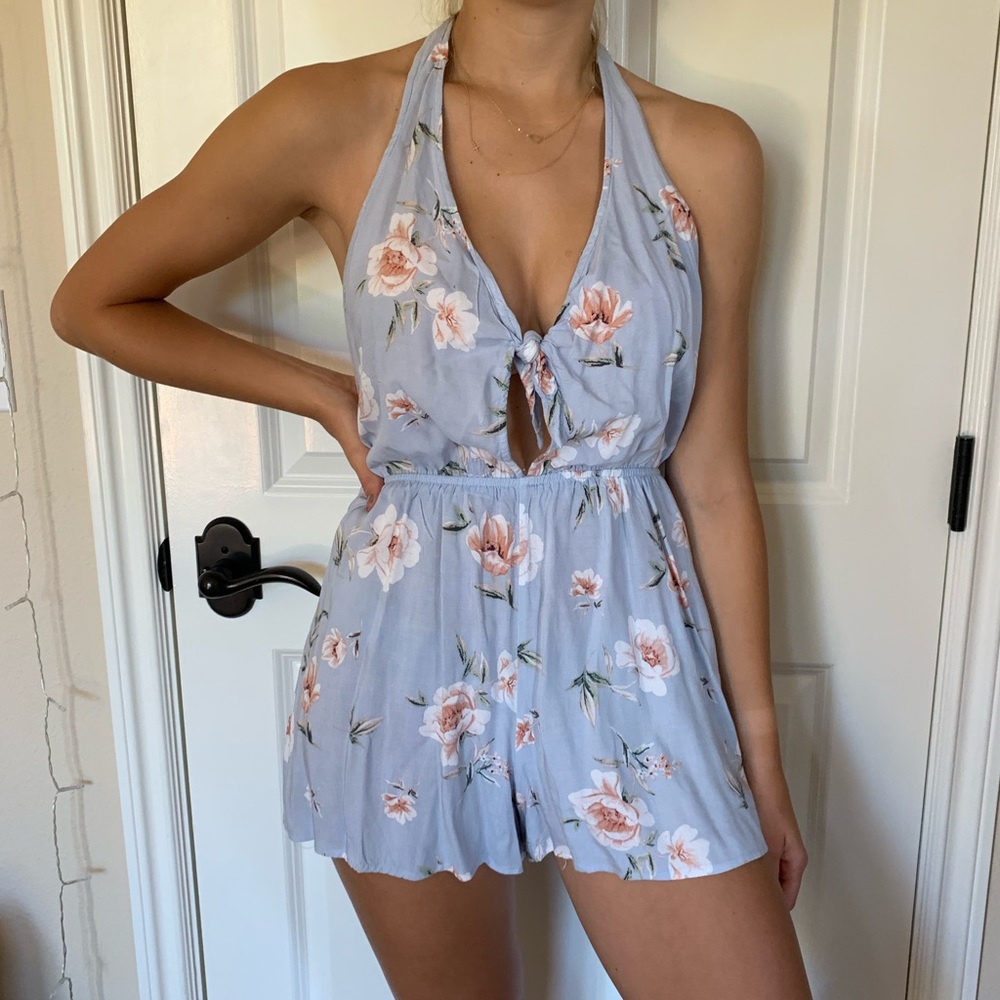 Light blue floral Romper